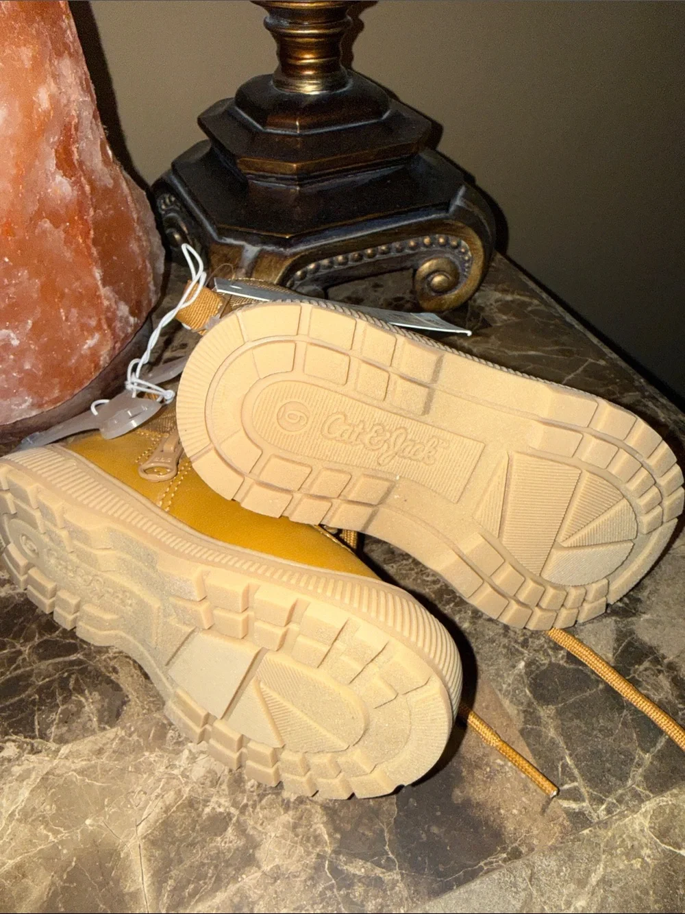 Cat & Jack Mustard Yellow Kids High-Top Lace-Up Boots